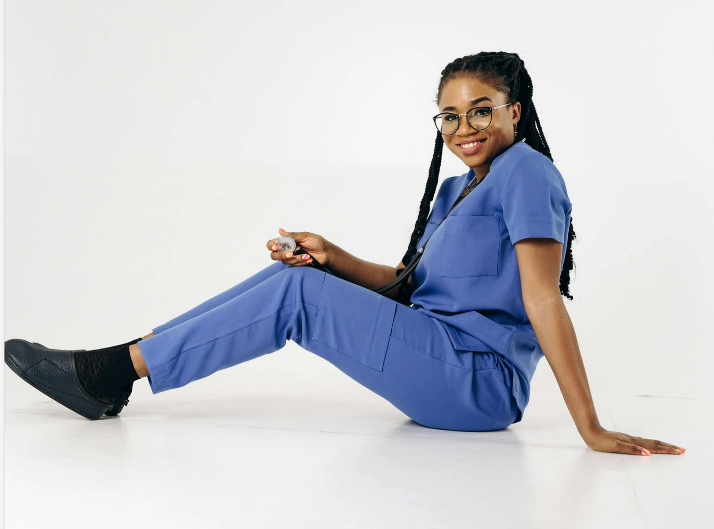 Healthcare professionals wearing scrubs